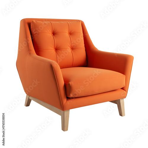 Modern Orange Armchair Design with transparent background