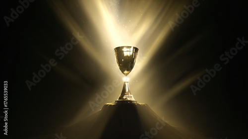 elite. A shining gold trophy on a velvet podium with dramatic spotlight. event key visuals, club posters, designed for fitness apps and gym onboarding, drives event promotion.