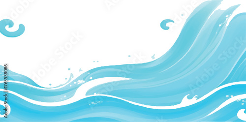 Stylized blue water waves illustration flowing design with swirls perfect for backgrounds and graphic elements