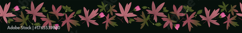 Seamless vignette with Geranium sanguineum leaves and flowers. Vector illustration