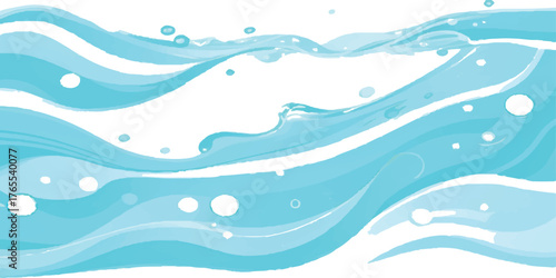Abstract water waves illustration light blue vector background with bubbles perfect for summer designs and aquatic themes