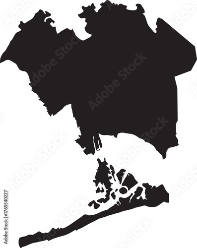 Queens Map NYC Borough Isolated Silhouette