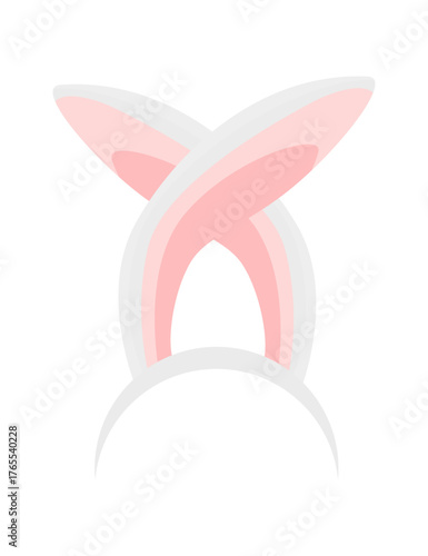 Rabbit ears realistic vector illustrations. Bunny ears kid headband, mask. Hare costume pink cartoon element. Photo editor, booth, video chat app color isolated cliparts
