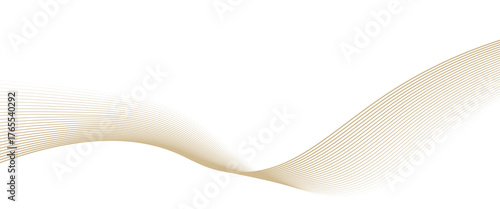 Luxury abstract gold wavy line pattern (guilloche curves) with copy space. Elegant golden color smooth gradient on white background. Premium vector striped texture for banner,
