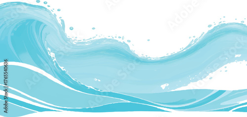 Stylized blue ocean wave illustration flowing water design perfect for summer backgrounds and aquatic themes