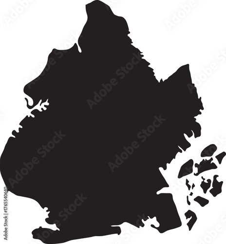 Map of Brooklyn, New York City Borough Silhouette Isolated