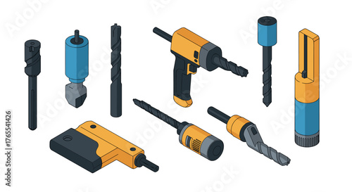 Isometric drill and tool set: hardware collection in modern design