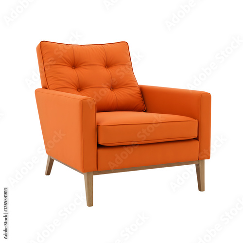 Modern Orange Armchair Design with transparent background