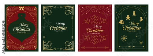 Beautiful Merry Christmas and Happy New Year card design collection poster cover banner flyer and template set