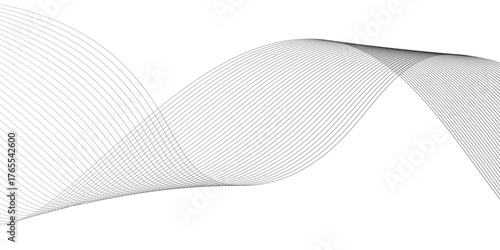 Abstract technology lines on white background. Undulate Grey Wave Swirl, frequency sound wave, twisted curve lines with blend effect, wave with lines created using blend tool.	