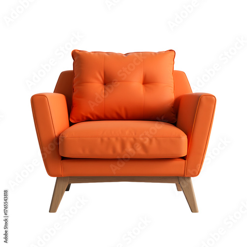 Modern Orange Armchair Design with transparent background