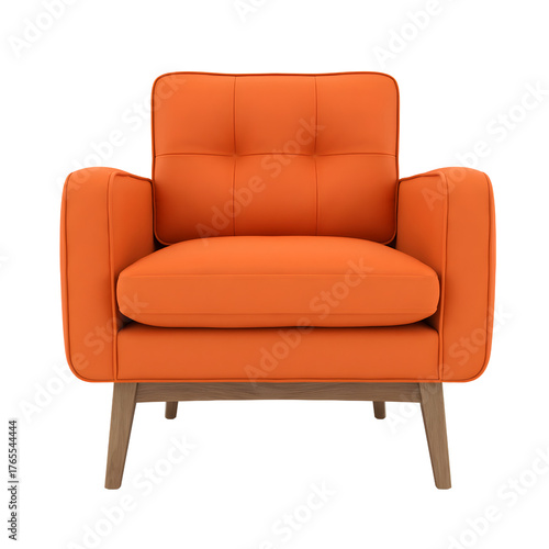 Modern Orange Armchair Design with transparent background