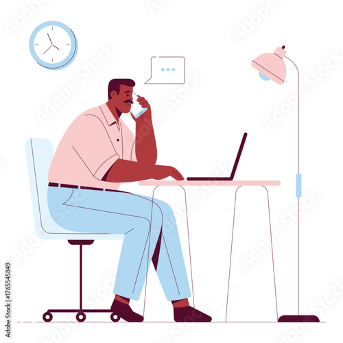 Professional waiting impatiently for a late client – Illustration 
