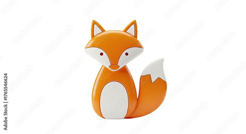 Obraz premium Stylized cute cartoon fox character sitting digital render art