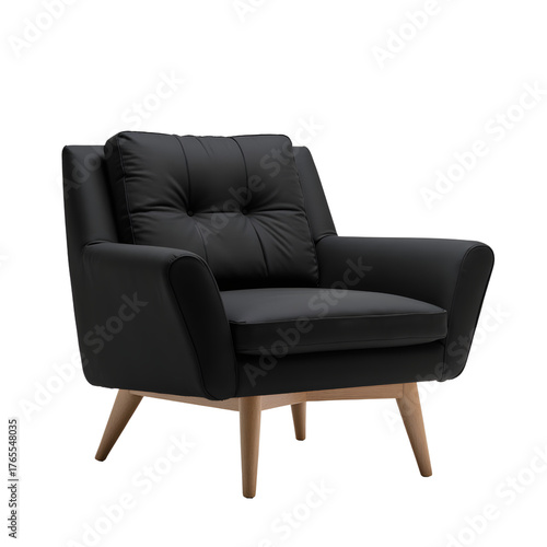Modern Black Armchair Design with transparent background