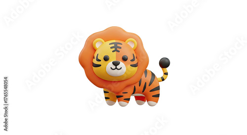 Cute cartoon lion tiger hybrid character 3 d render illustration