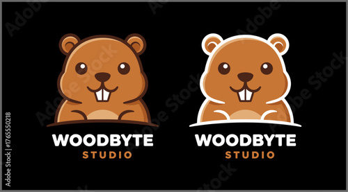 Animated brown beaver logo Woodbyte Studio