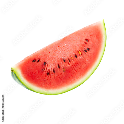 Slice of fresh watermelon isolated on transparent background