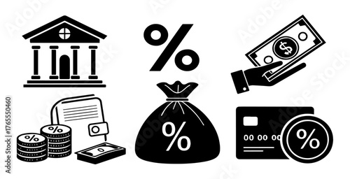 Banking and Finance Icons – Money, Savings, Vaults, and Dollar Symbols