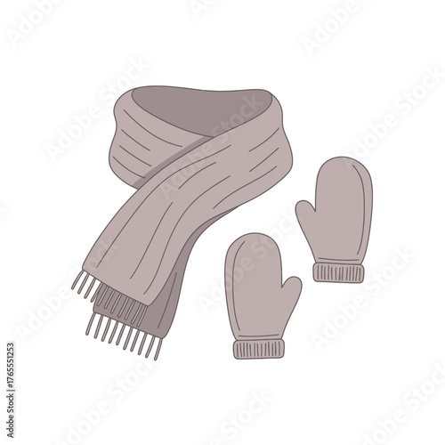 Winter Scarf and Mittens Set.