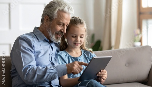 Grandfather Teaching Granddaughter to Code