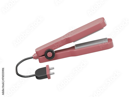 Hair straightener icon 3d render illustration