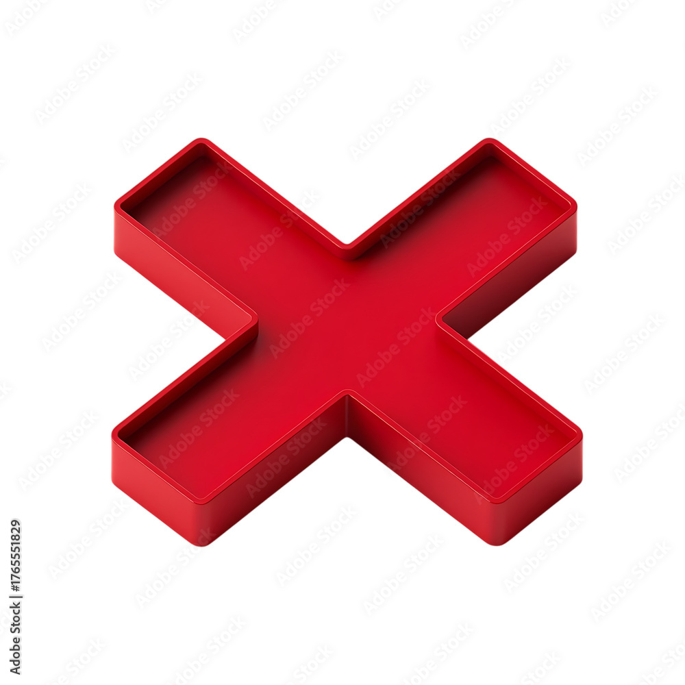Fototapeta premium A red cross symbol isolated on a transparent background