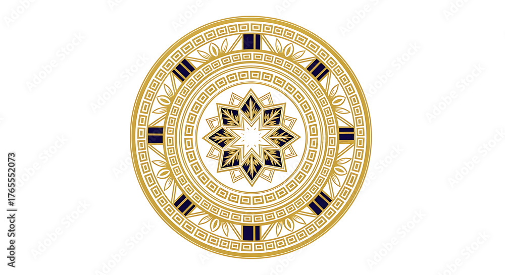 Fototapeta premium Geometric Circular Design with Star Pattern on White Background