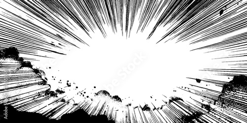 Dynamic black and white comic radial rays for manga and anime designs