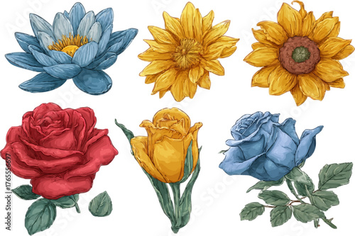 Vintage Floral Bouquet Icons