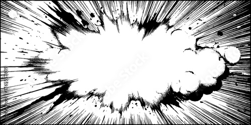 Dynamic black and white manga starburst explosion illustration for comics design