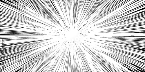 Dynamic manga burst background with dense lines for comic design and animation