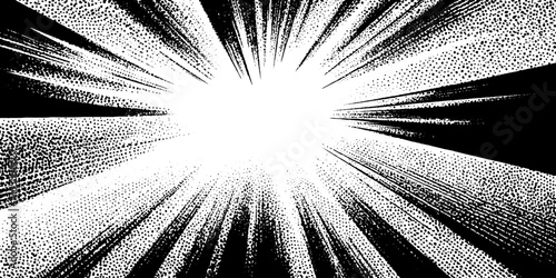Dynamic burst of energy in black and white manga style for comic and anime creations