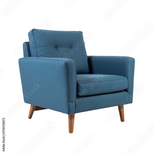 Modern Blue Armchair Design with transparent background