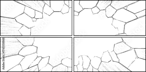 Dynamic manga panel exploding grid – black and white comic layout for creative design