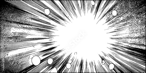 Dynamic manga style radial burst background with dense ink effect for comic design