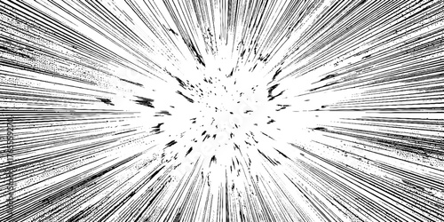 Dynamic manga explosion with speed lines for comic design