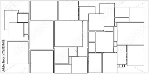 Dynamic comic page layout with overlapping manga panels for creative design