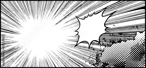 Dynamic comic style motion background with diagonal speed rays and explosive burst for pop art design