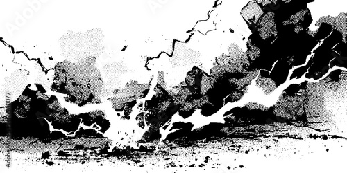 Dynamic electric surge illustrated in manga style for energetic design