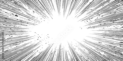 Dynamic burst background with japanese comic style speed rays for anime design