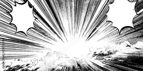 Dynamic manga speed vortex with radial acceleration streaks for comic design