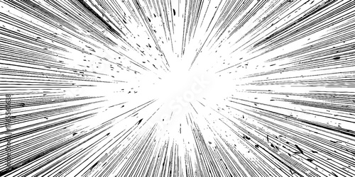 Dynamic manga burst background with tapered converging lines for anime design