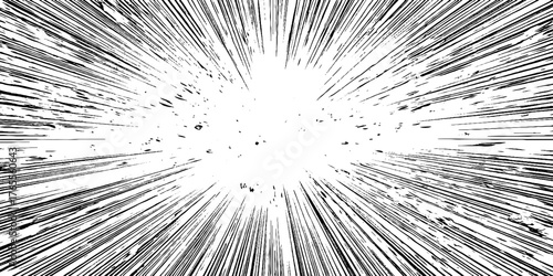 Dynamic manga impact burst background with converging lines for comic design