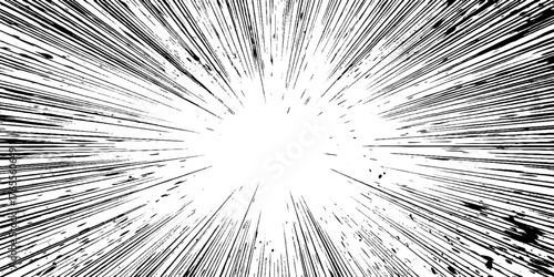 Dynamic manga impact burst with converging lines for dramatic anime effects