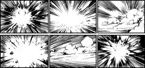 Dynamic manga page with explosive speed and motion effects for anime and comic design