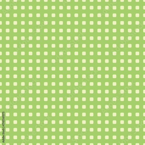 Seamless vector pattern featuring pale green rounded squares on a fresh lime background. Perfect for branding, packaging, web design, and textile projects needing a fresh, natural aesthetic.