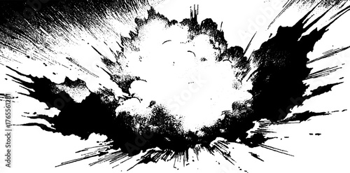 Dynamic manga energy burst with dramatic ink stroke detailing for comic design