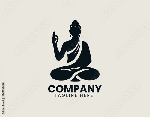 Serene Buddha figure silhouette vector logo illustration