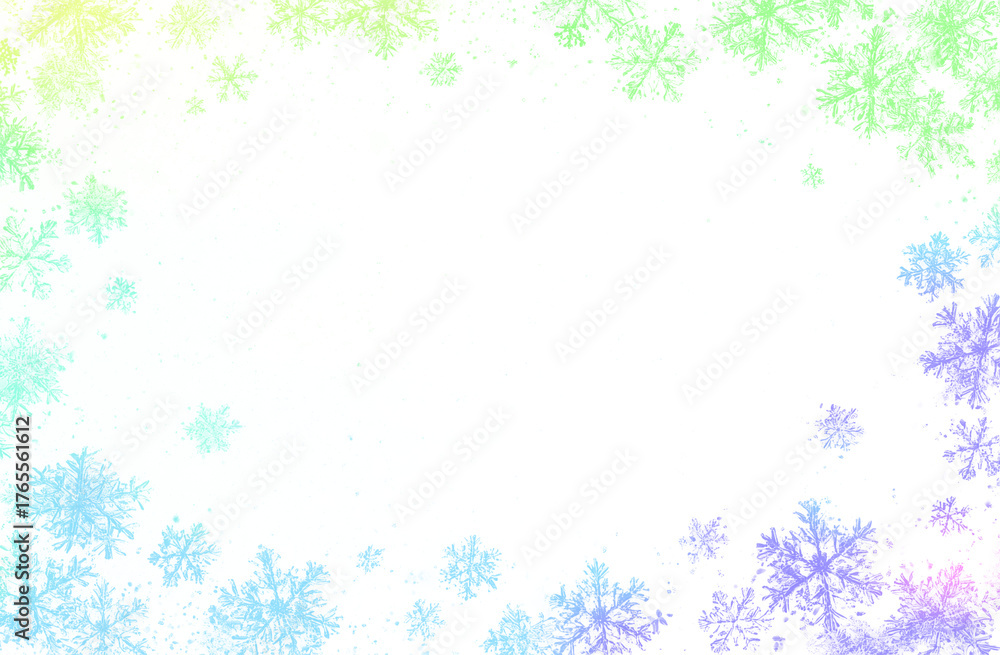 Fototapeta premium Beautiful white frost patterns arranged as frame isolated. Symbol of Christmas wonder.